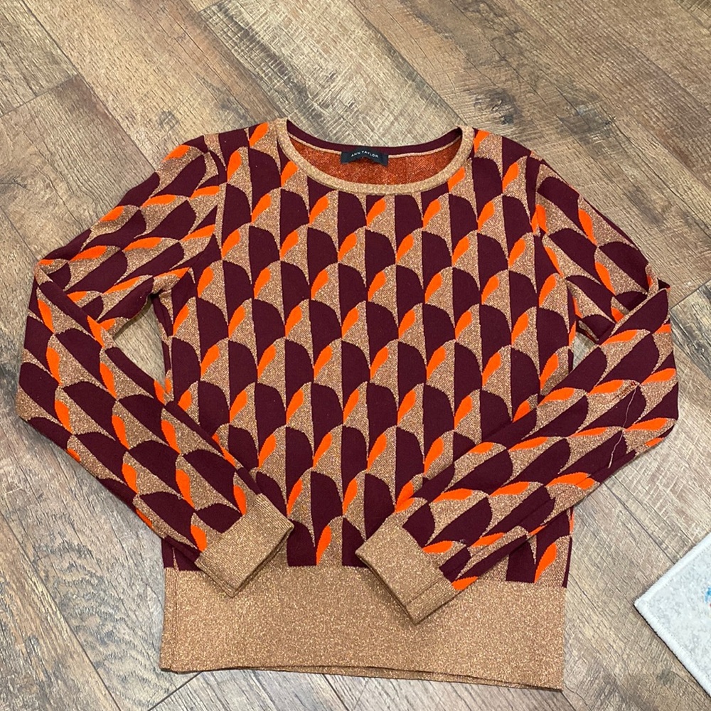 Ann Taylor Glittery Geometric Sweater